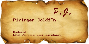Piringer Jolán névjegykártya