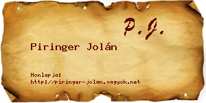 Piringer Jolán névjegykártya