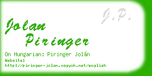 jolan piringer business card